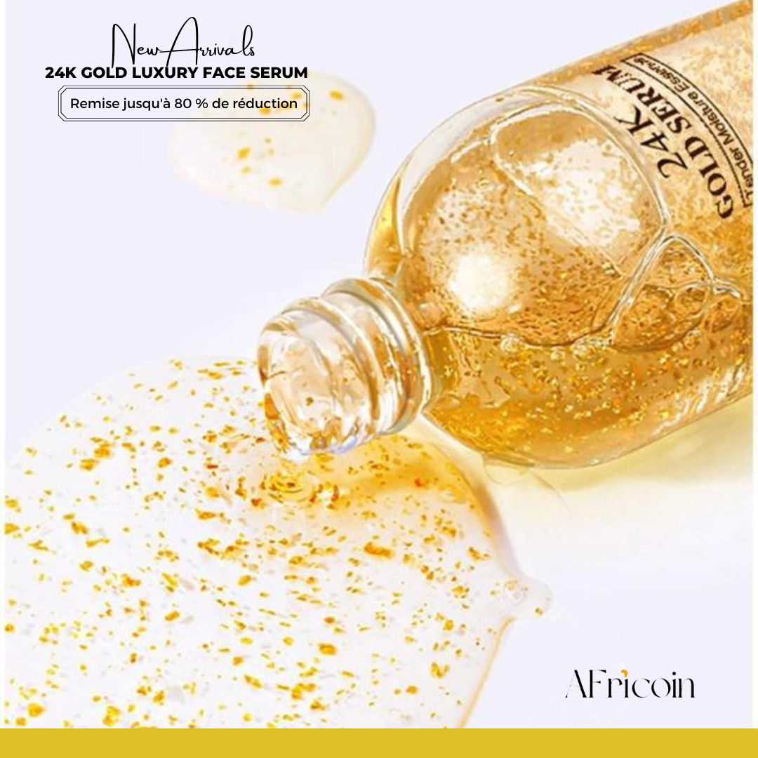 Sérum Visage de Luxe 24K Or | Flocons d'Or Réels | Éclat de la Peau & Anti-Âge
