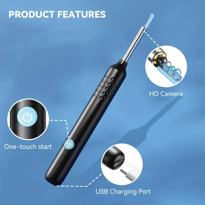 Kit de Nettoyage des Oreilles avec Caméra Haute Définition et Batterie Rechargeable - Technologie Intelligente pour un Nettoyage Doux et Efficace des Oreilles