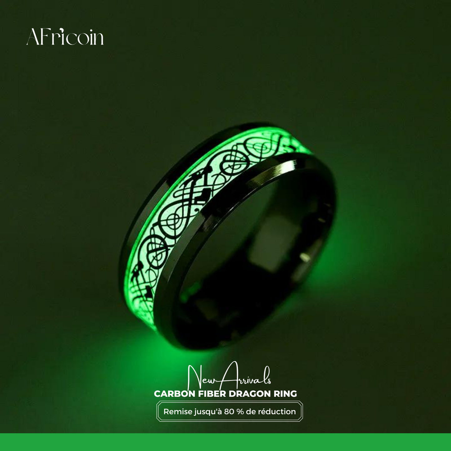 Bague Fluorescente Cool et Stylée avec Dragons pour Hommes et Femmes