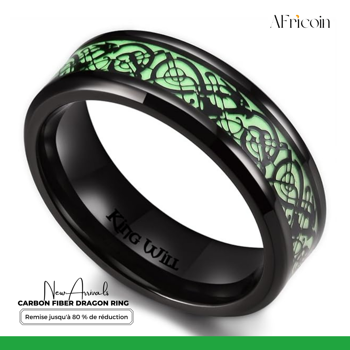 Bague Fluorescente Cool et Stylée avec Dragons pour Hommes et Femmes