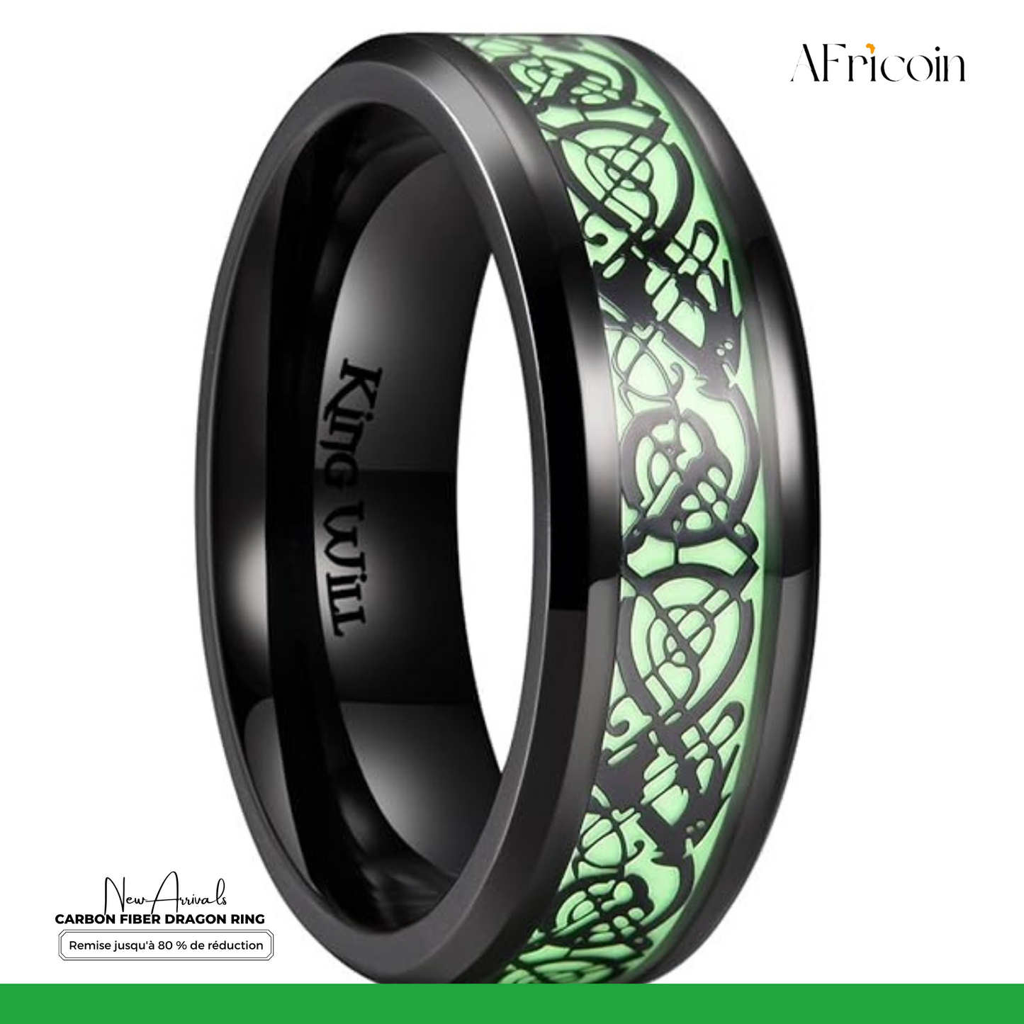 Bague Fluorescente Cool et Stylée avec Dragons pour Hommes et Femmes