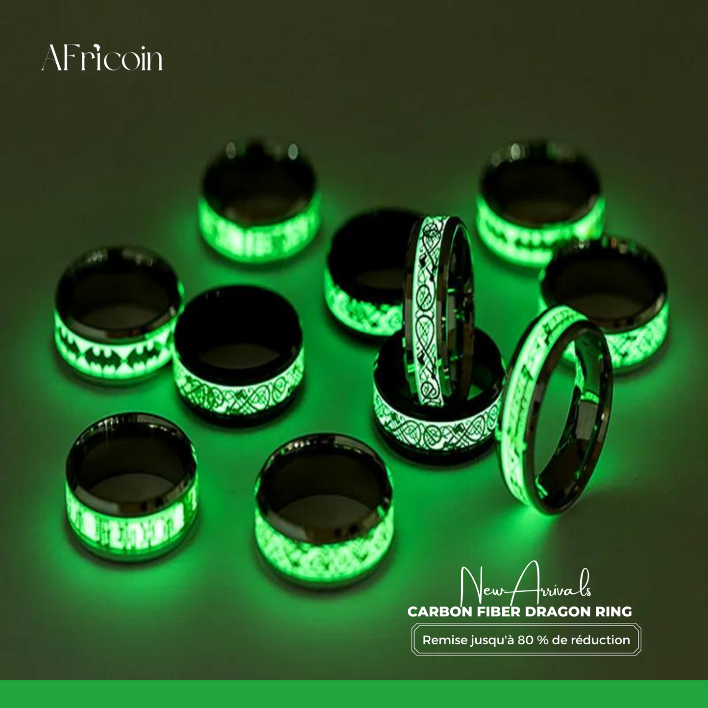 Bague Fluorescente Cool et Stylée avec Dragons pour Hommes et Femmes