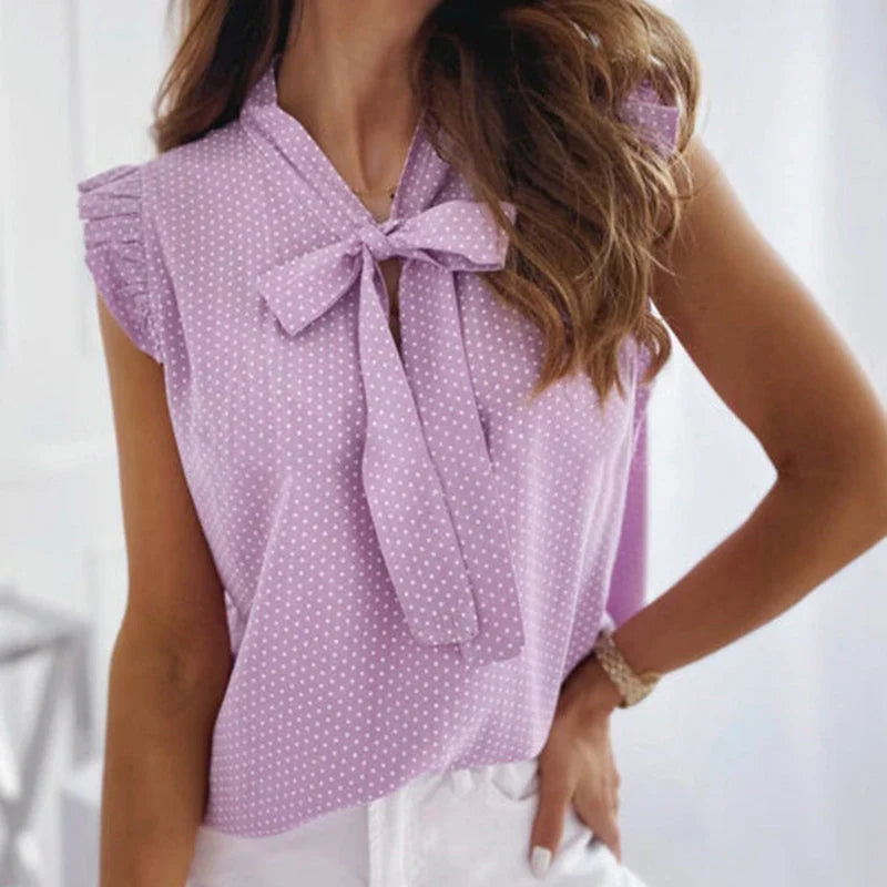 Women Summer Elegant Ruffles Sleeveless Casual Tops