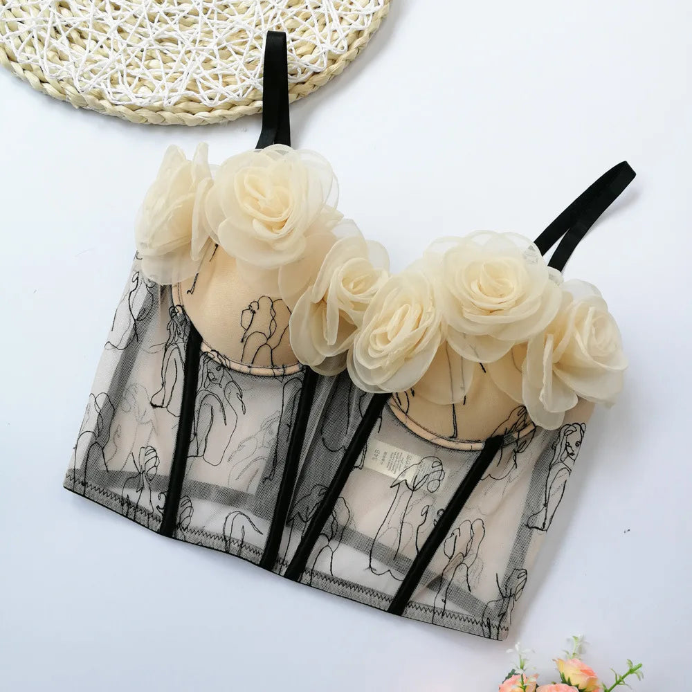 Fashion Tank Top Sweet Flowers Crop Top