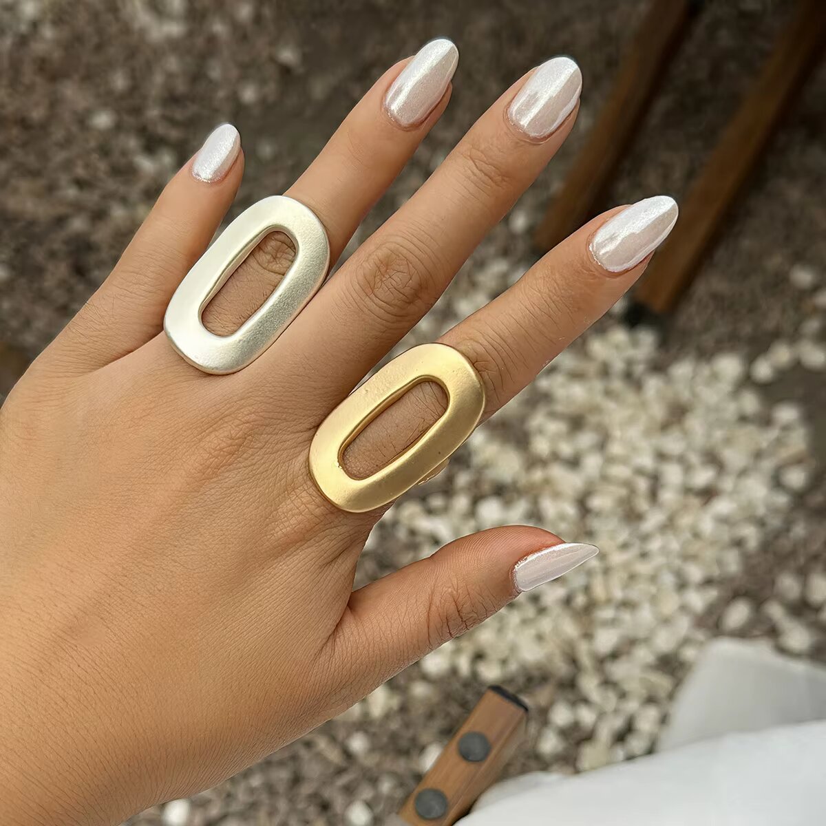 Bagues Tendance Ajustables Géométriques pour Femmes – Bijoux de Doigt Empilables 2025