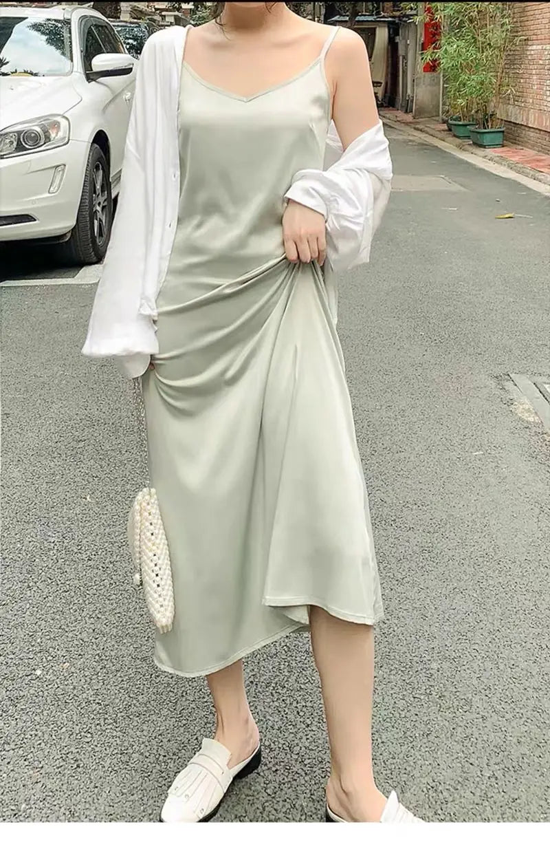 Elegant Dresses Strap Satin