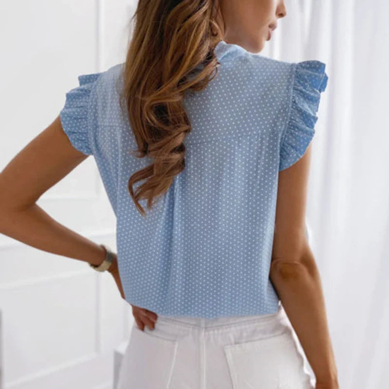 Women Summer Elegant Ruffles Sleeveless Casual Tops