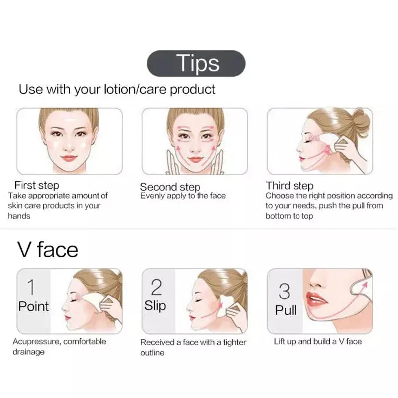 Natural jade Stone Massage for Face Gua Sha Facial Skin Neck Thin Face Lifting