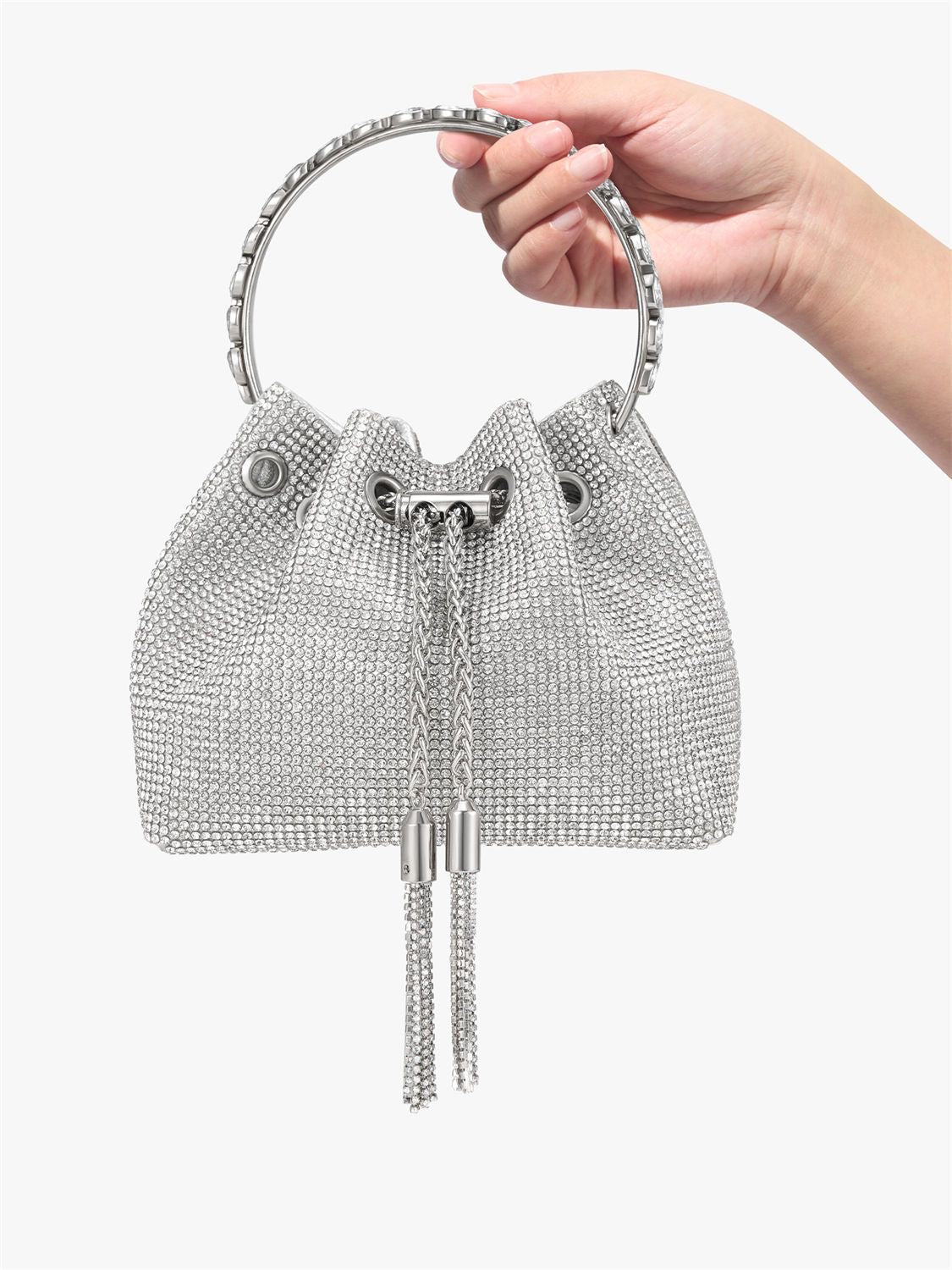 Luxury Bucket Clutch Purse Crystal Rhinestone Shoulder Bag