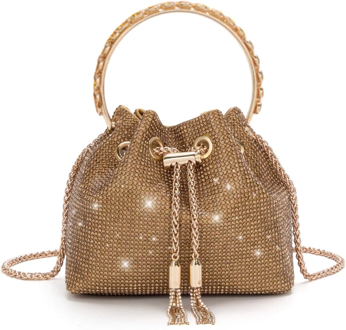 Luxury Bucket Clutch Purse Crystal Rhinestone Shoulder Bag