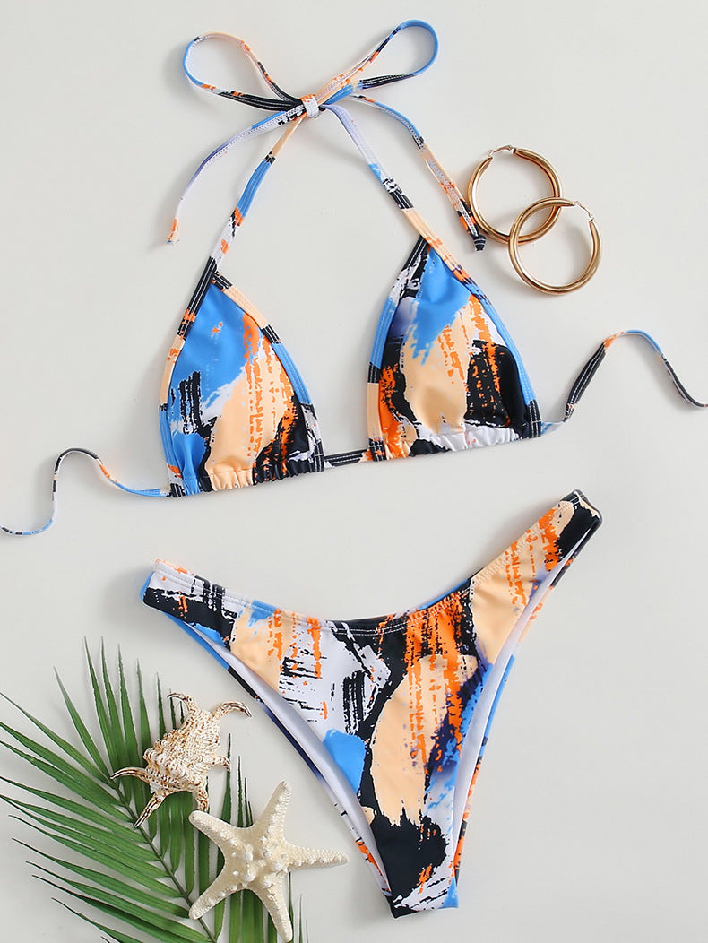 Women's Butterfly Print Split Swimsuit