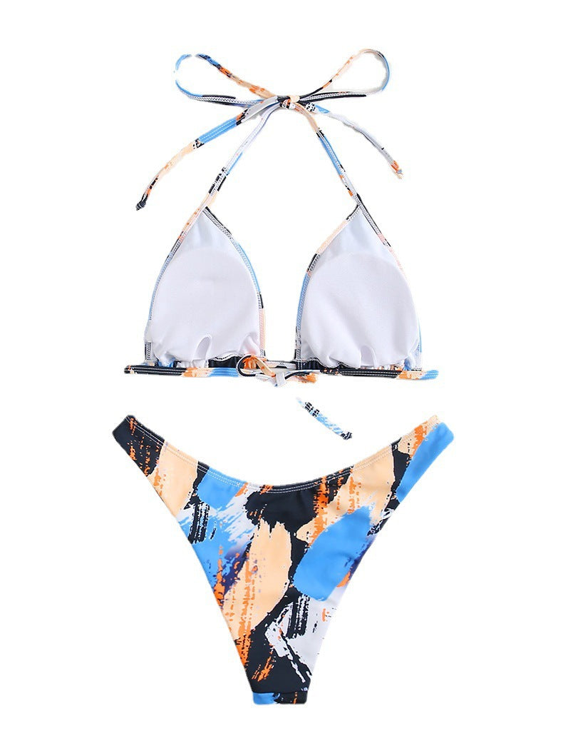 Women's Butterfly Print Split Swimsuit