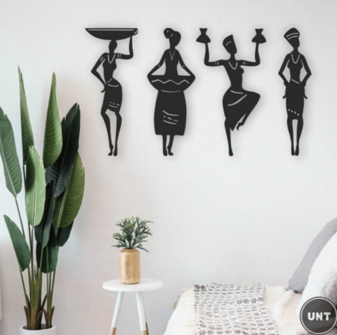 4 Tableau statuettes des femmes africaines, apportera à votre intérieur un brin de culture de tribu africaine