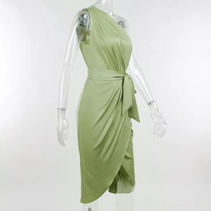 Women Mid-Length Skirt Elegant Satin