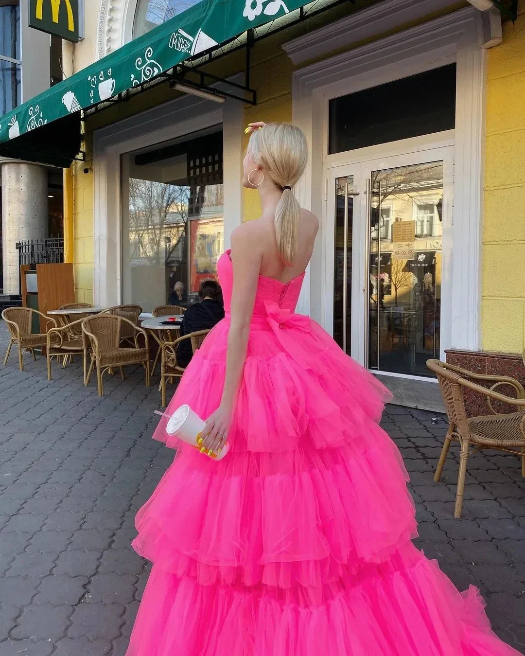 Elegant Tiered Ruffles Tulle Evening Dresses