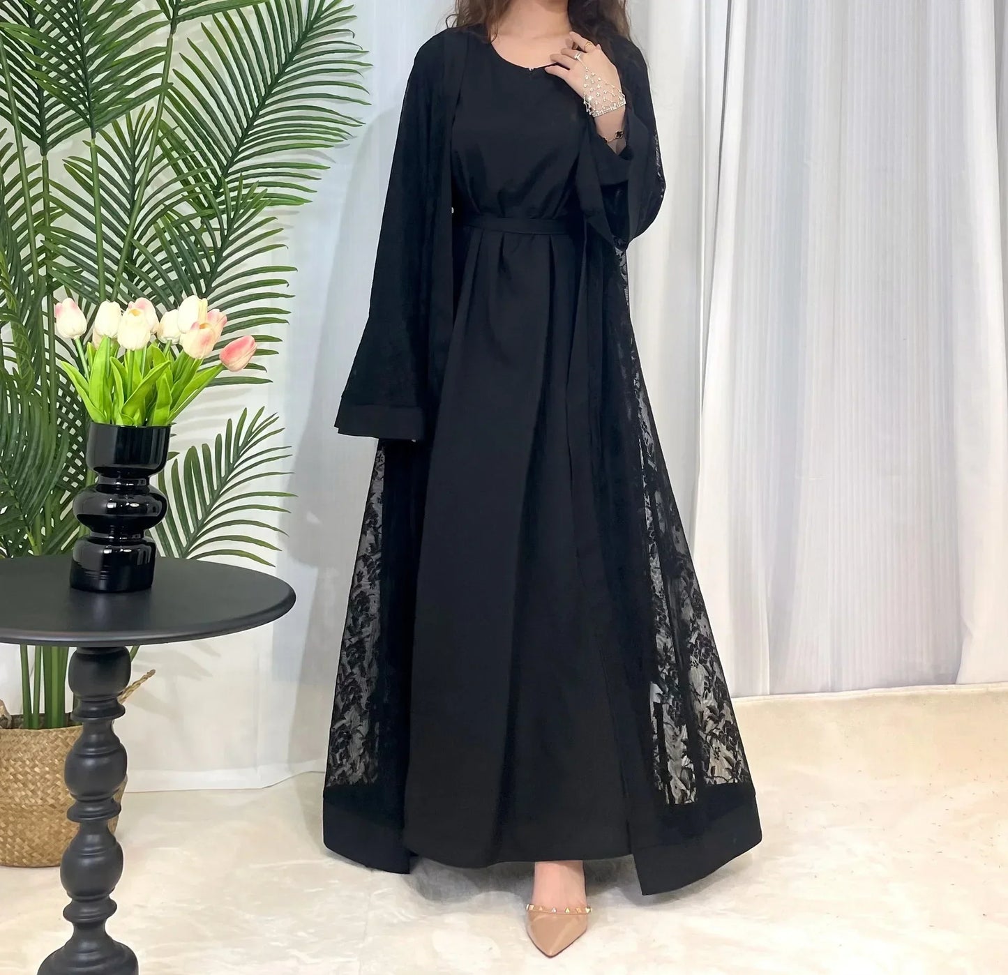 Muslim Lace Abaya Long Robe