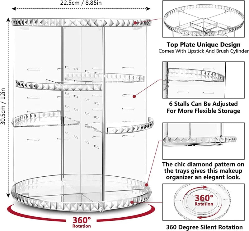 Large Rotating Makeup Organizer