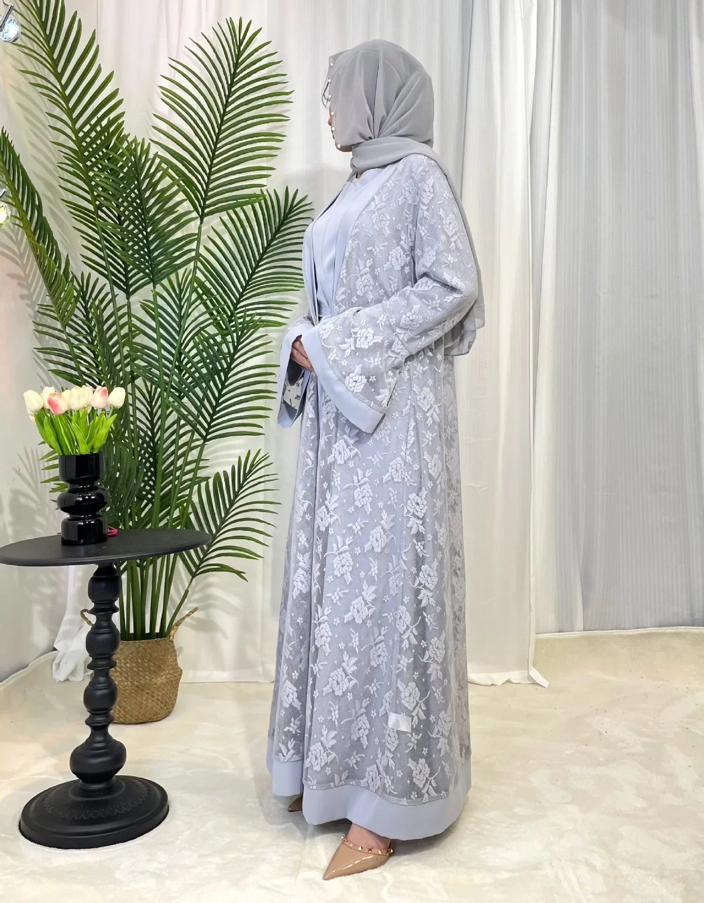 Muslim Lace Abaya Long Robe