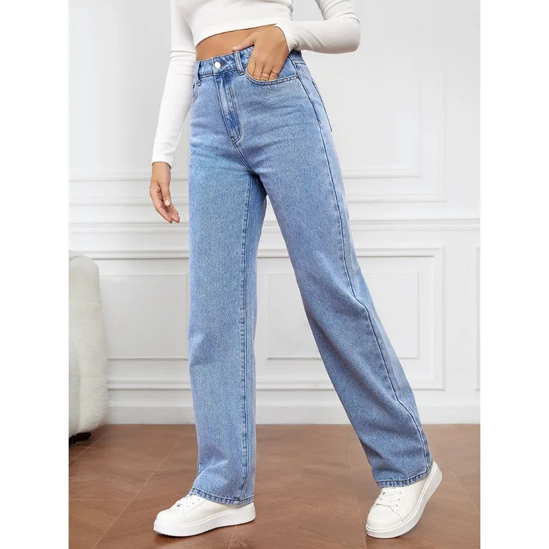 Straight-Leg Denim Trousers Straight Jeans