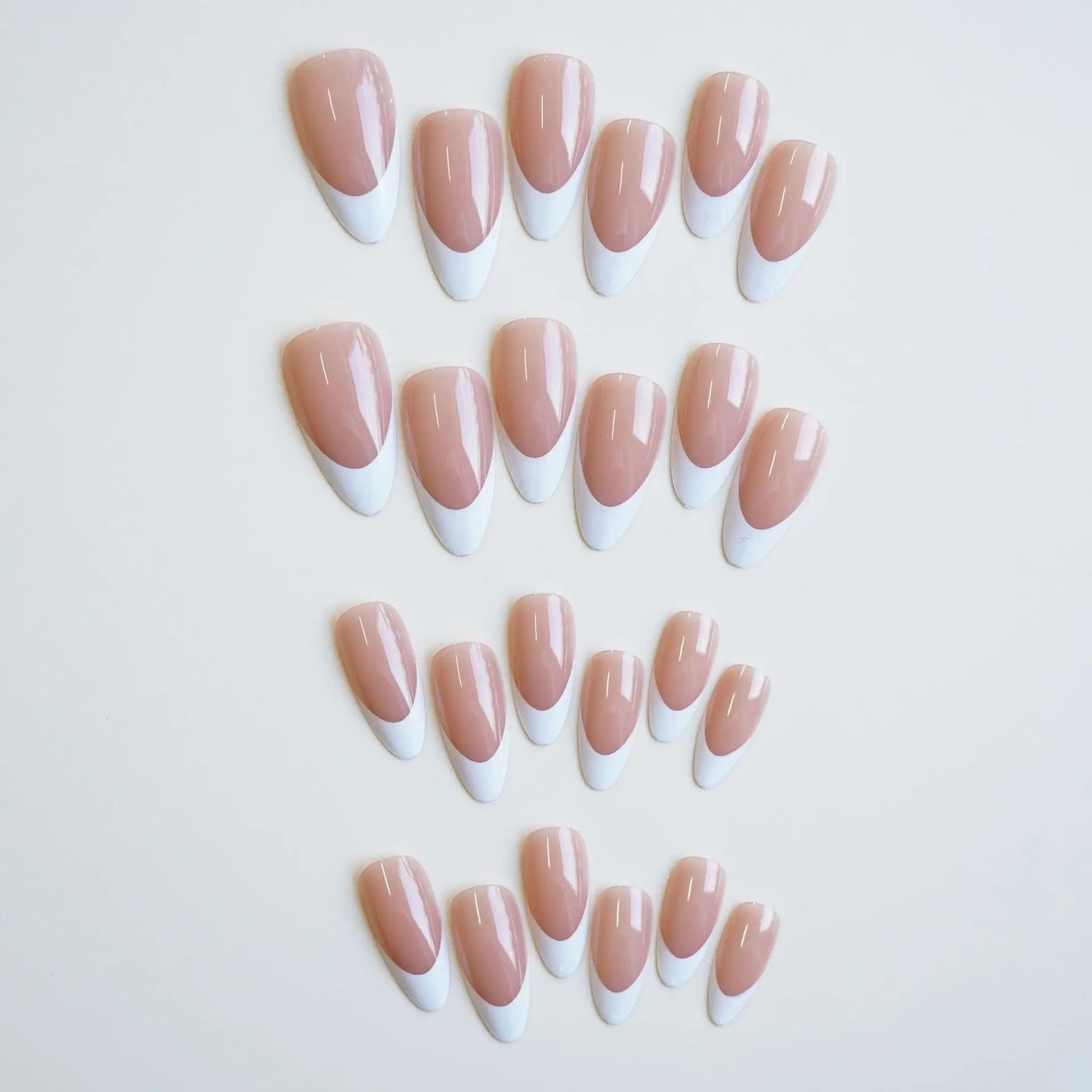 24PCS/1 BOX White Almond French Nails