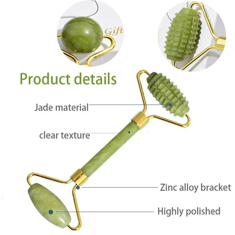Natural Jade Roller Face Gua Sha Natural Stone Body Face Neck Massager