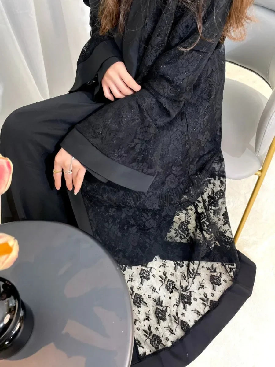 Muslim Lace Abaya Long Robe