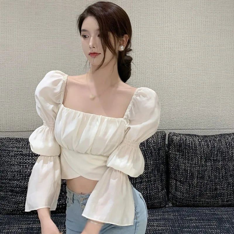 Women's Korean Square Collar Bow Bandage