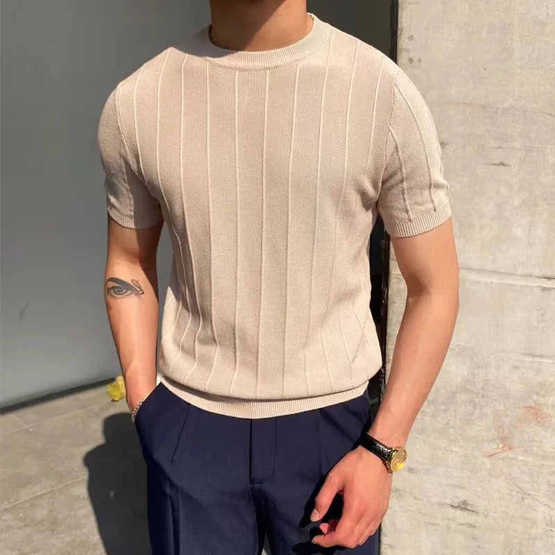 Men Knited Short Sleeve T-shirts