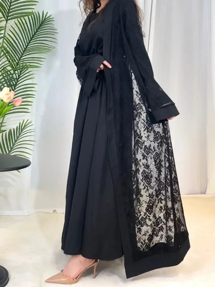 Muslim Lace Abaya Long Robe