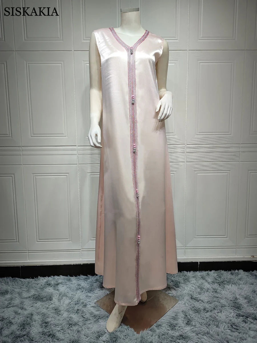 Two Pieces Abaya Set Women Vest Long Dress