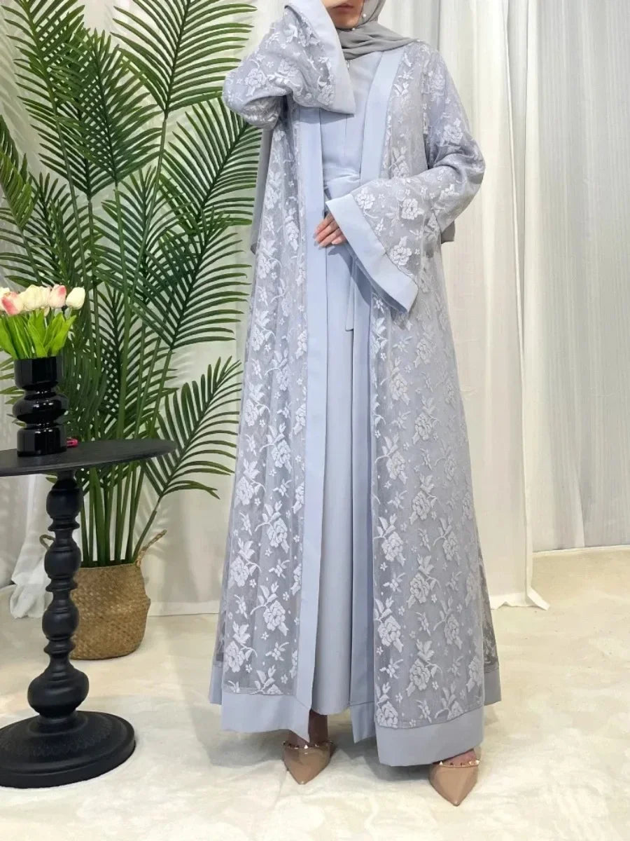 Muslim Lace Abaya Long Robe