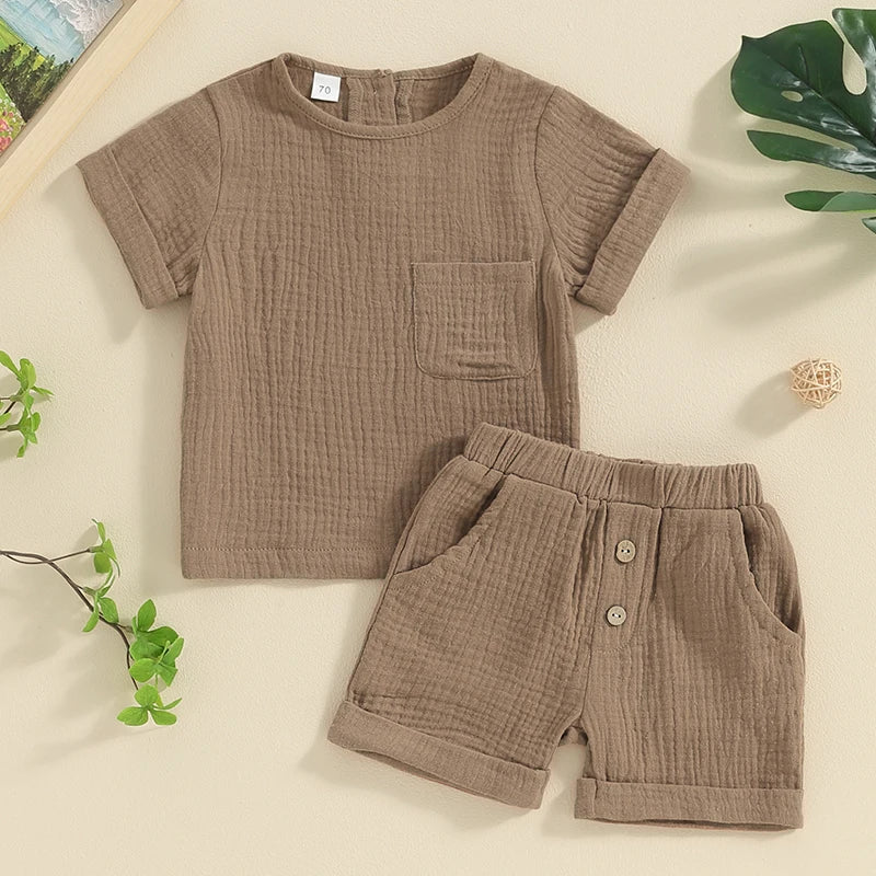 Kids Baby Boys Summer Shorts Sets Short Sleeve