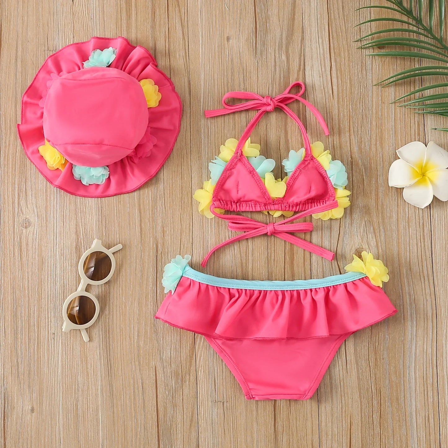 Infant Baby Girls Three-piece Swimming Suit
