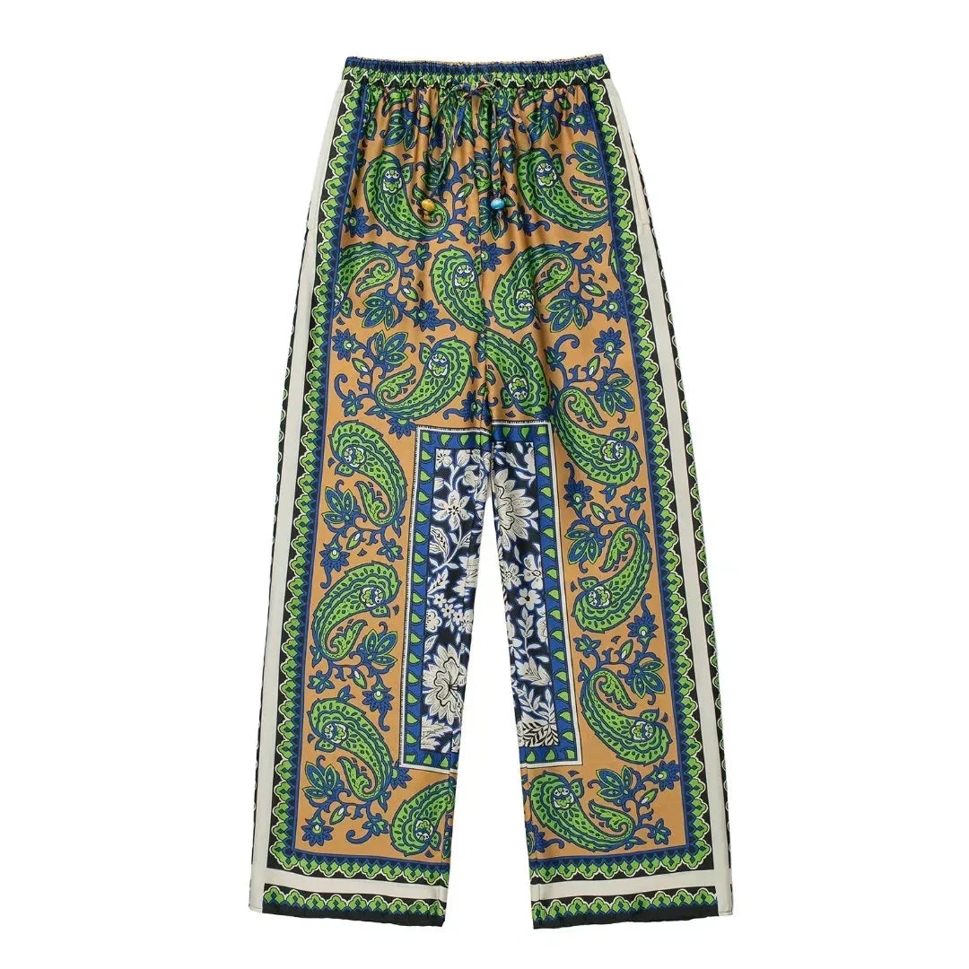 Summer Vintage Green Floral Women Suits