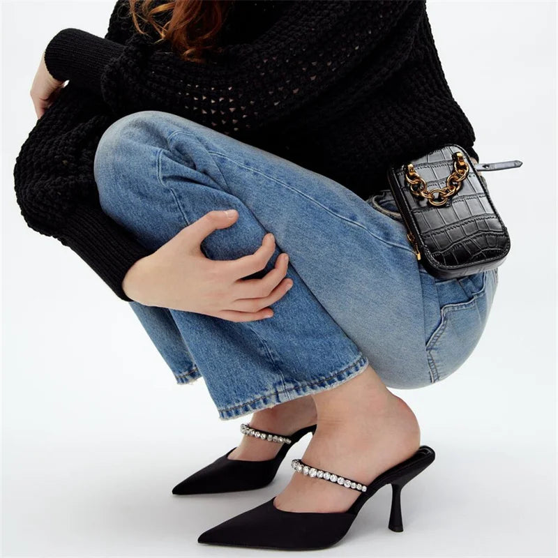 Black Slingback Heels Woman