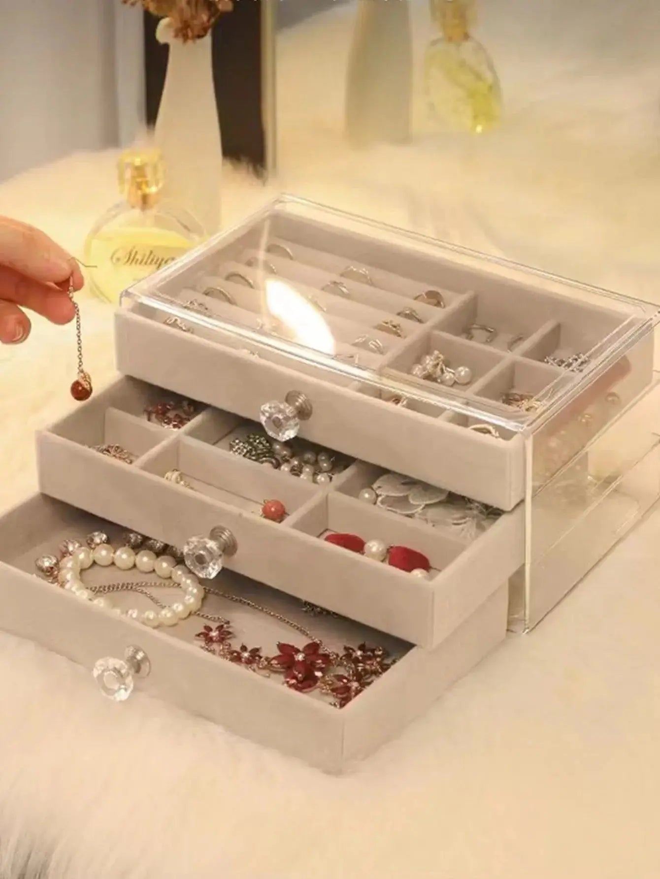 Three layers Plastic Jewelry Box