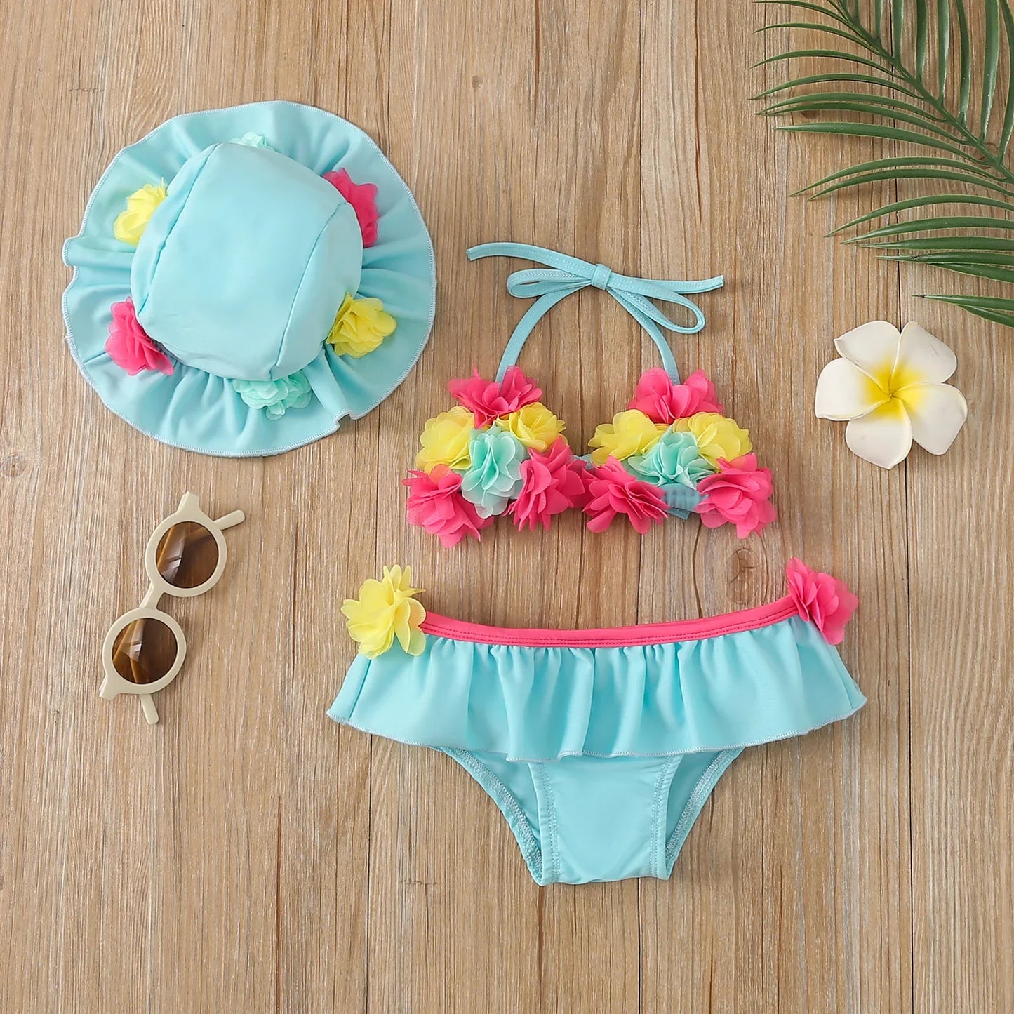 Infant Baby Girls Three-piece Swimming Suit