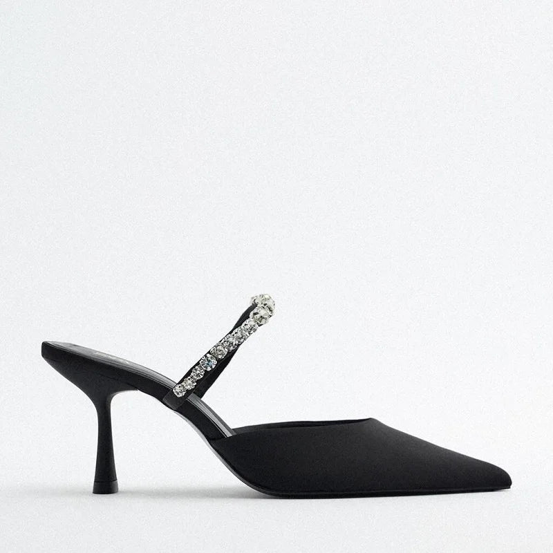 Black Slingback Heels Woman