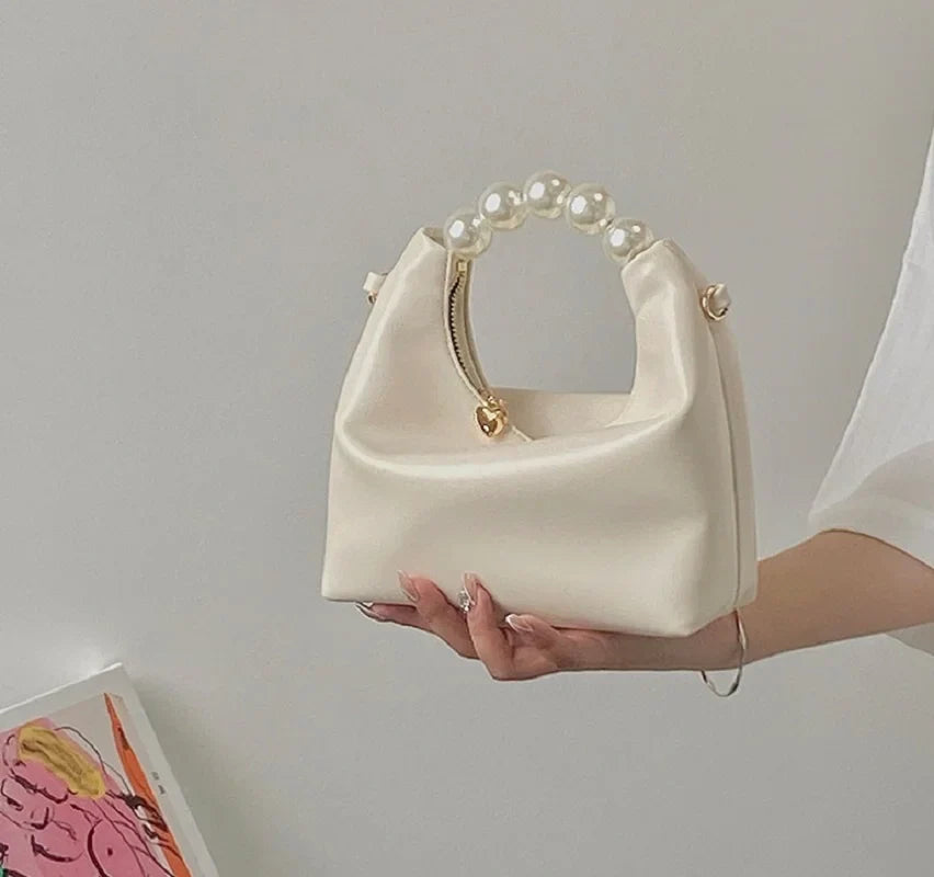 Pearl Handle Women Small Clutch Handbags