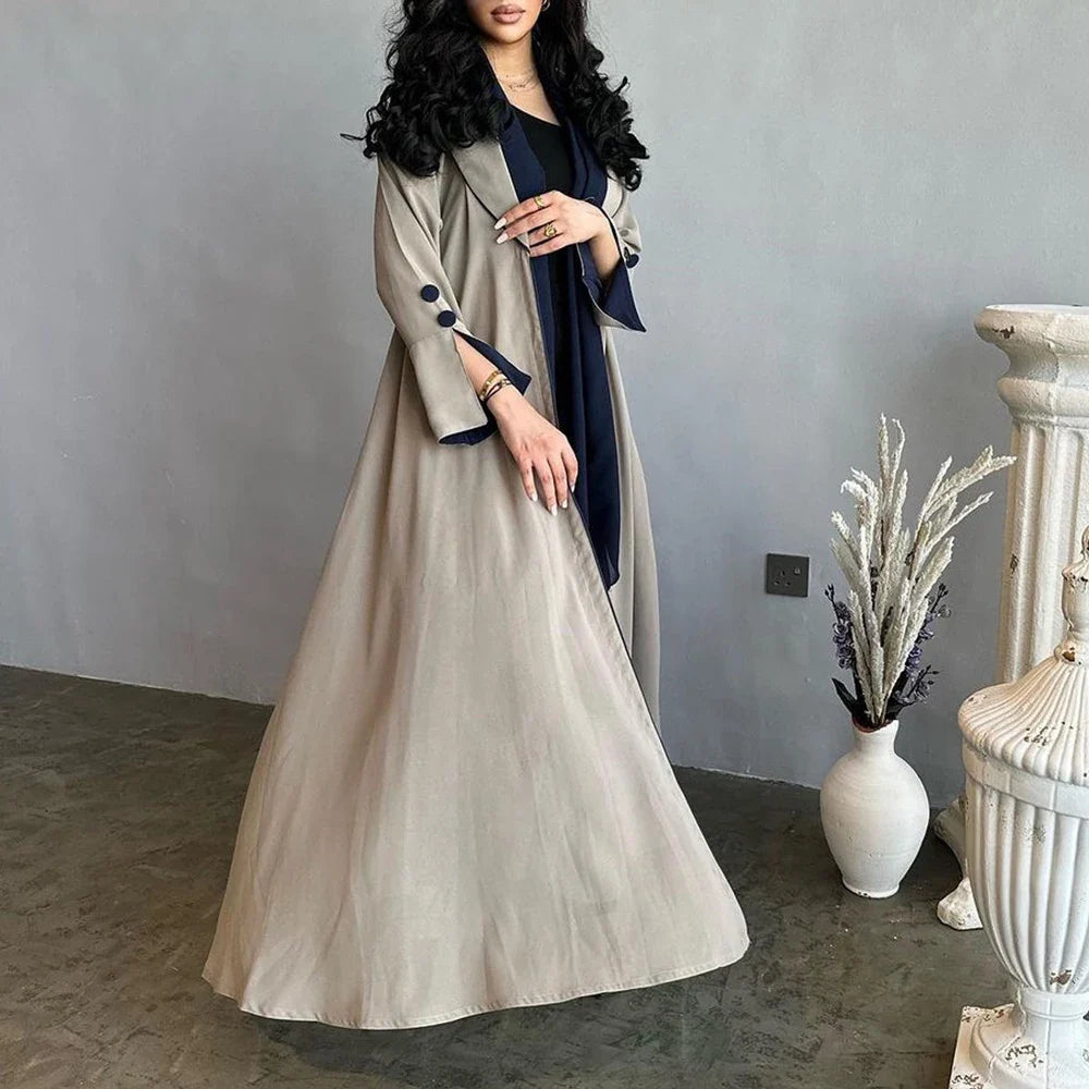 New Elegant Button Split Sleeve Abaya for Women