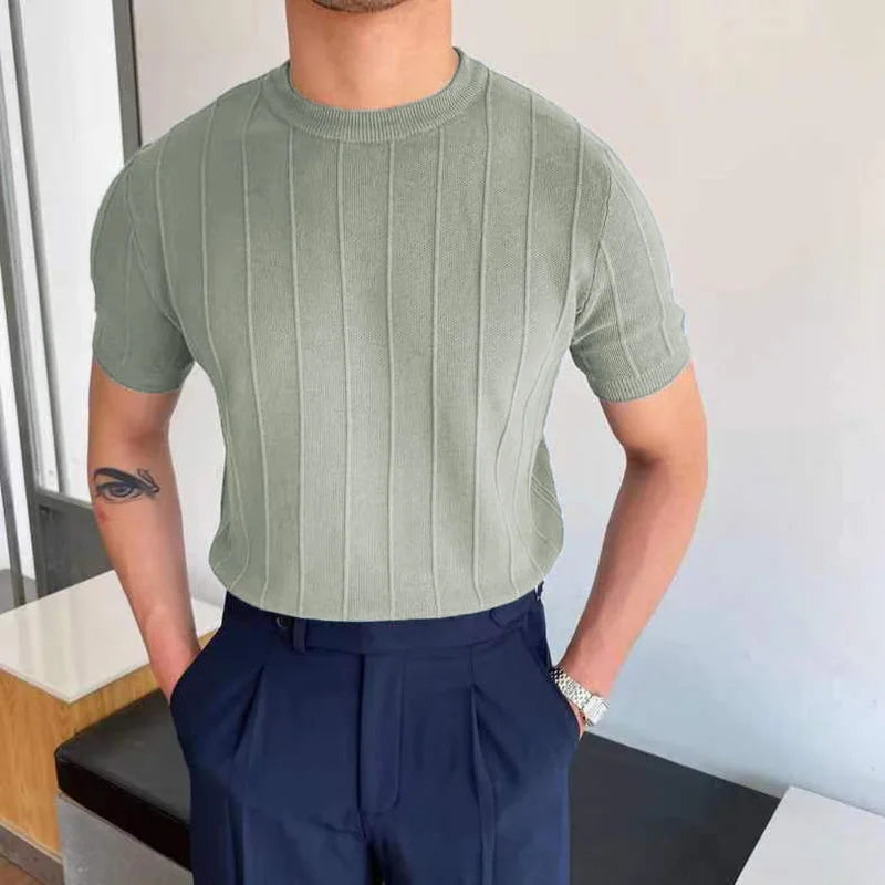 Men Knited Short Sleeve T-shirts