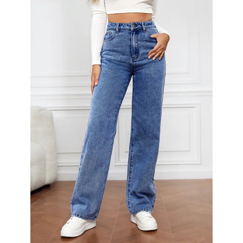 Straight-Leg Denim Trousers Straight Jeans