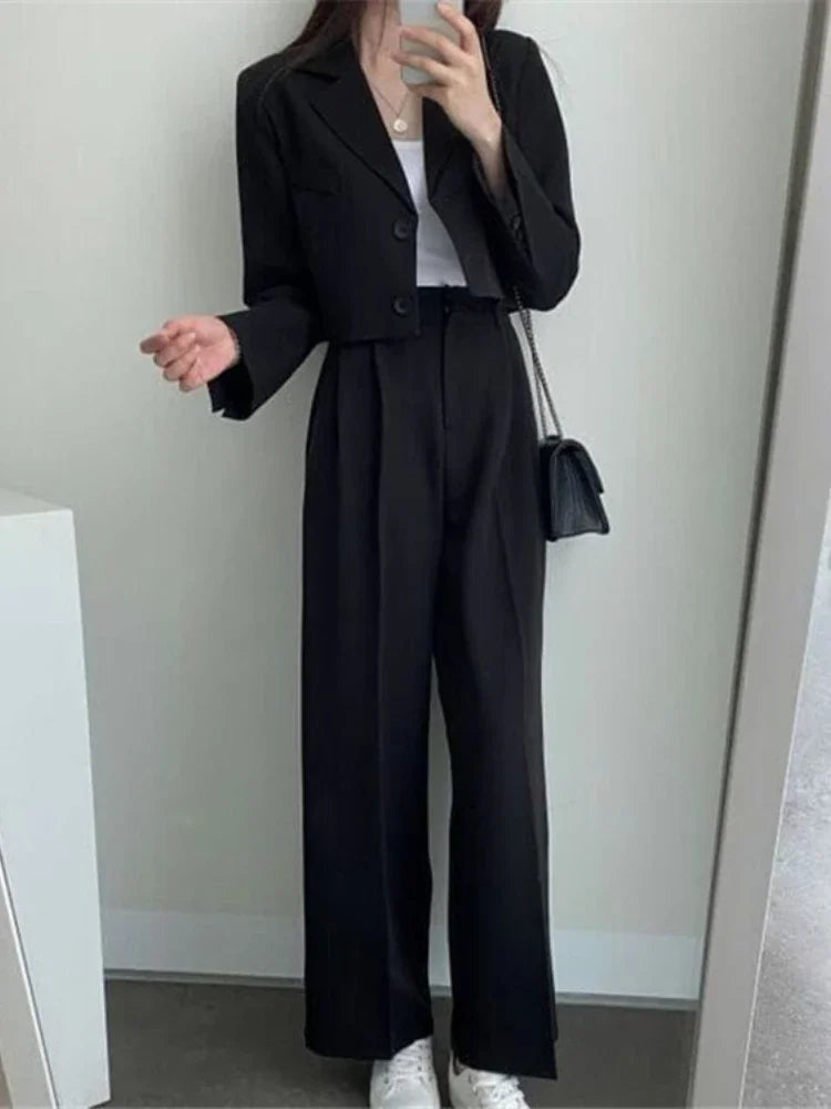 Pants Set Womens Casual Short Blazer Two Piece Sets