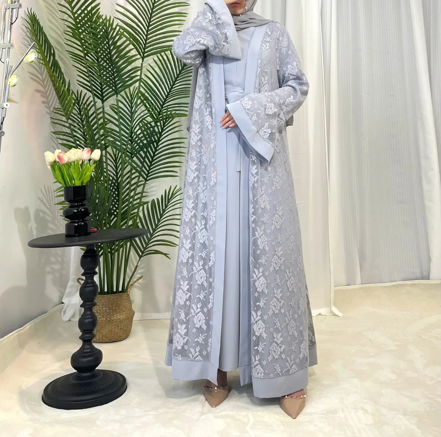 Muslim Lace Abaya Long Robe