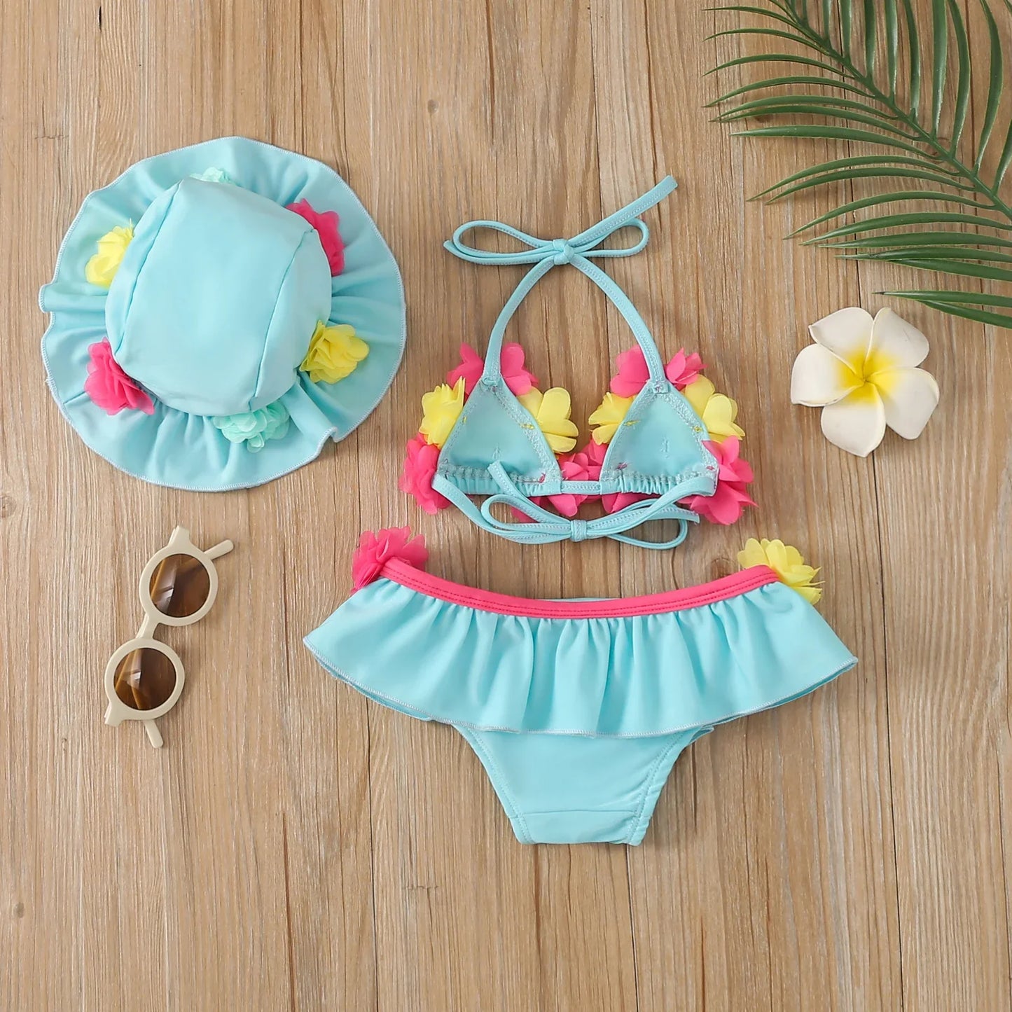 Infant Baby Girls Three-piece Swimming Suit