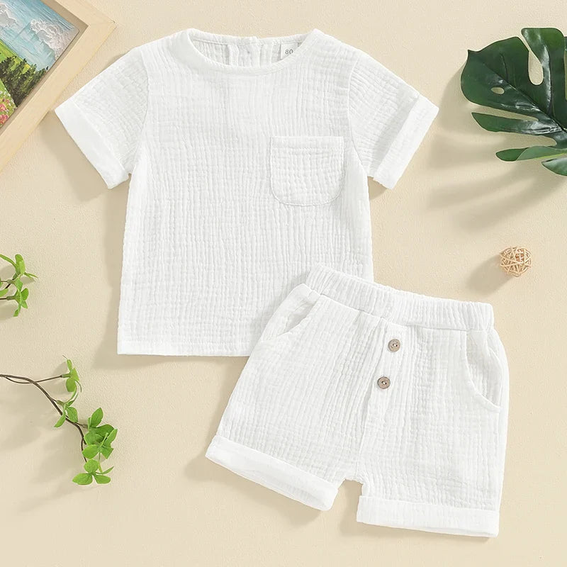 Kids Baby Boys Summer Shorts Sets Short Sleeve