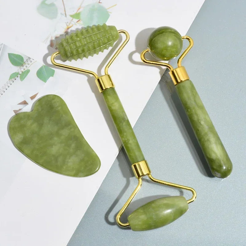Natural Jade Roller Face Gua Sha Natural Stone Body Face Neck Massager