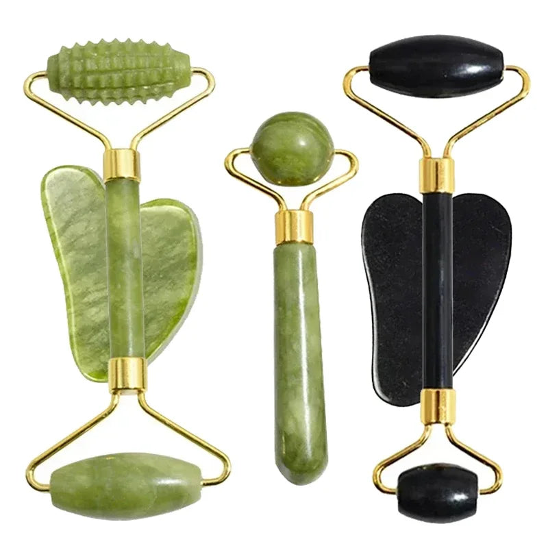 Natural Jade Roller Face Gua Sha Natural Stone Body Face Neck Massager