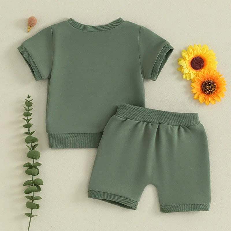 Toddler Boys Clothes Summer Baby Clothing Short Sleeve Solid Color
