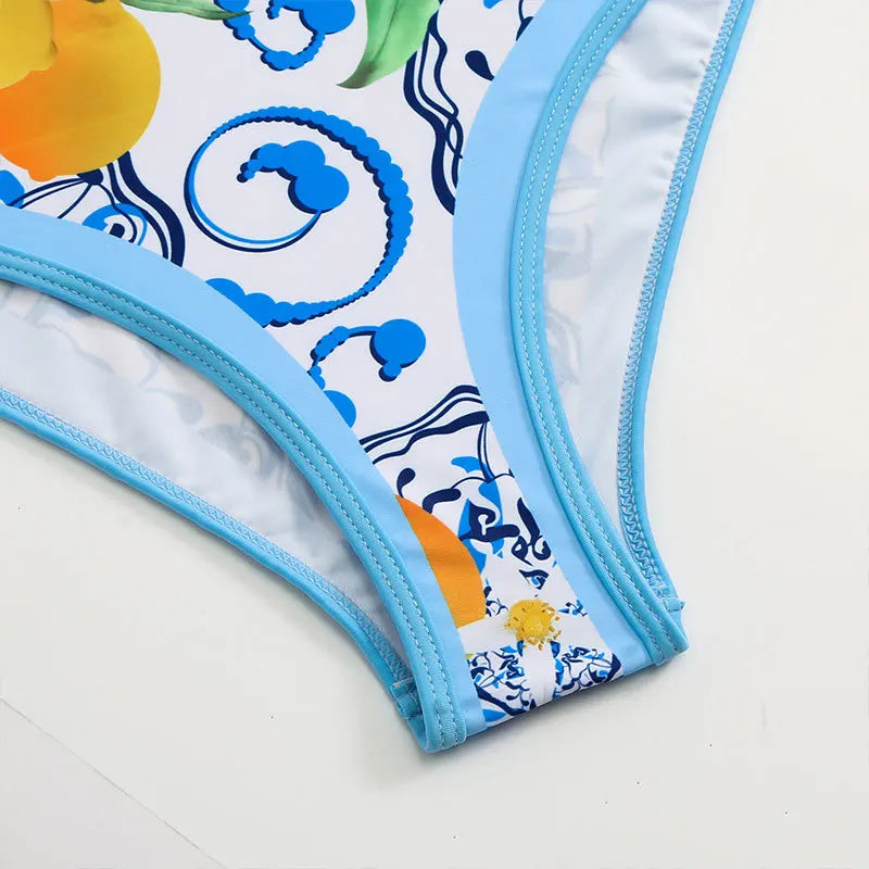 Vintage Bikini Women One Piece Swimsuit Swimwear & Skirt